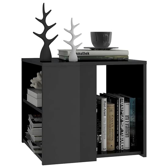 Gizela High Gloss Side Table With Shelves In Grey Furniture in Fashion