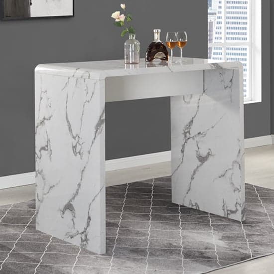 Glacier Diva Marble Effect Gloss Bar Table 4 Candid White Stool_2