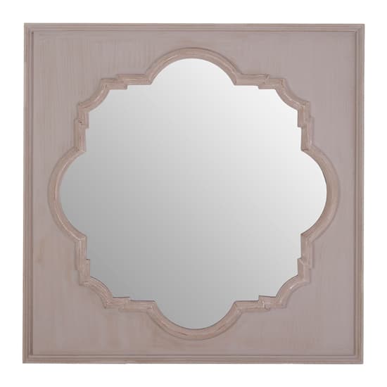 Gladiyas Quatrefoil Design Wall Mirror In Grey Wooden Frame_2