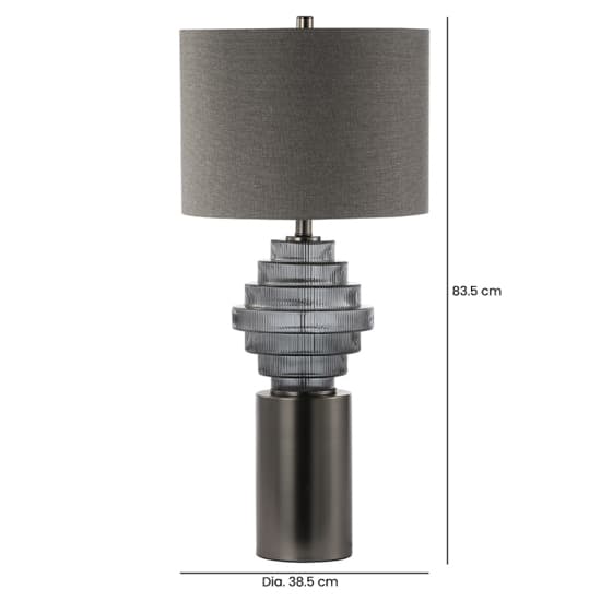 Glasgow Grey Linen Shade Table Lamp With Smoked Glass Base_2