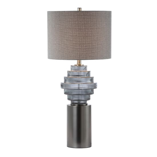 Glasgow Grey Linen Shade Table Lamp With Smoked Glass Base_3