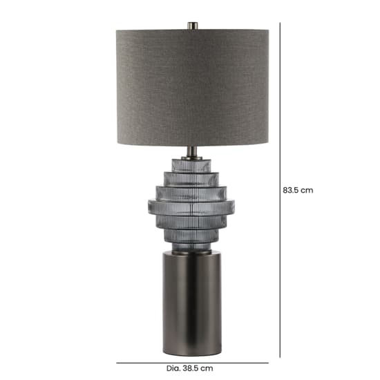 Glasgow Grey Linen Shade Table Lamp With Smoked Glass Base_6