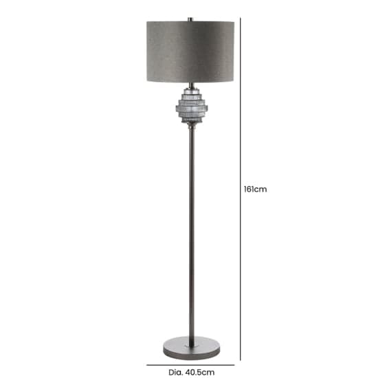 Glasgow Grey Linen Shade Floor Lamp With Smoked Glass Base_2