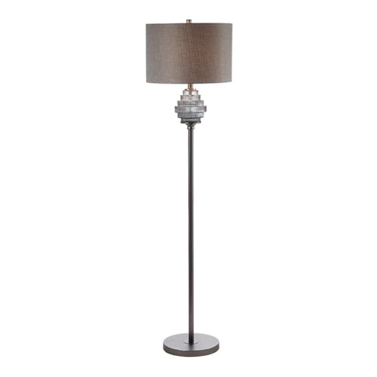Glasgow Grey Linen Shade Floor Lamp With Smoked Glass Base_3