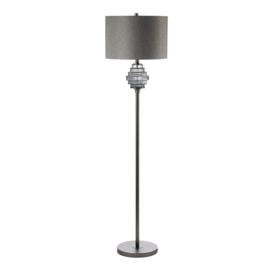 Glasgow Grey Linen Shade Floor Lamp With Smoked Glass Base_1