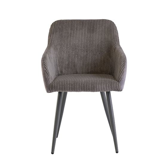 Glen Velvet Dining Chair In Grey Corduroy With Grey Metal Legs_2