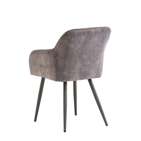 Glen Velvet Dining Chair In Grey Corduroy With Grey Metal Legs_3