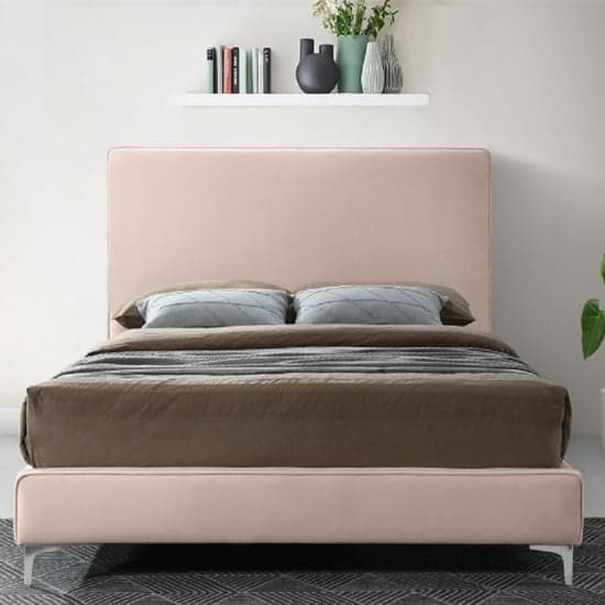 Glenmoore Plush Velvet Upholstered King Size Bed In Pink_2