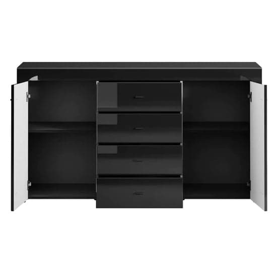 Glens High Gloss Sideboard With 2 Doors In Black And LED_2