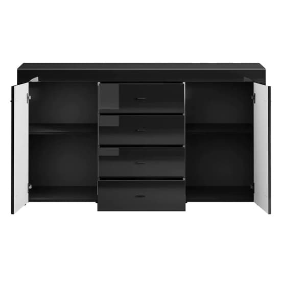 Glens High Gloss Sideboard With 2 Doors In Black And LED Furniture in Fashion
