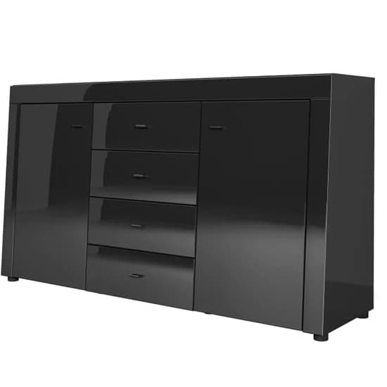 Glens High Gloss Sideboard With 2 Doors In Black And LED Furniture in