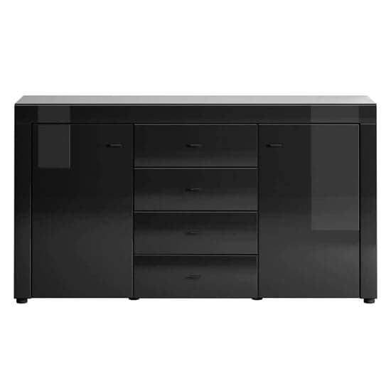 Glens High Gloss Sideboard With 2 Doors In Black And LED_1