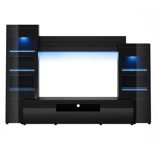 Glens High Gloss Wall Entertainment Unit In Black With LED_3