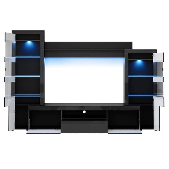 Glens High Gloss Wall Entertainment Unit In Black With LED_4