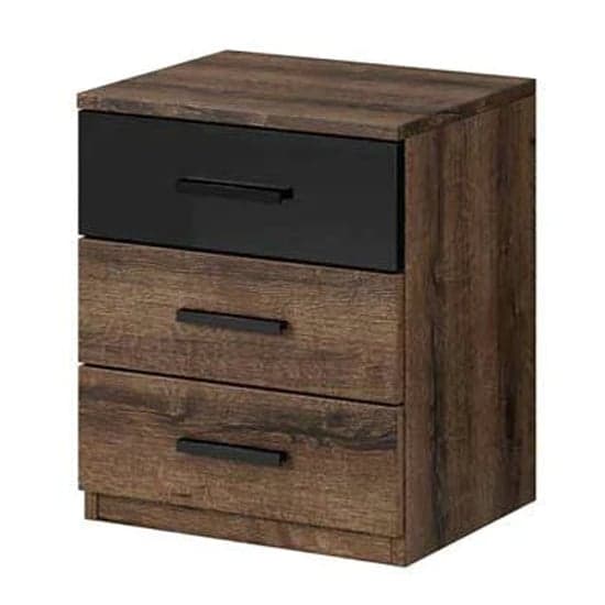 Glens Wooden Bedside Cabinet With 3 Drawers In Monastery Oak_1