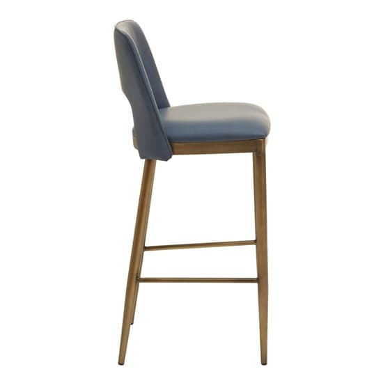 Glidden Blue Leather Bar Chair With Brass Legs In Pair_5