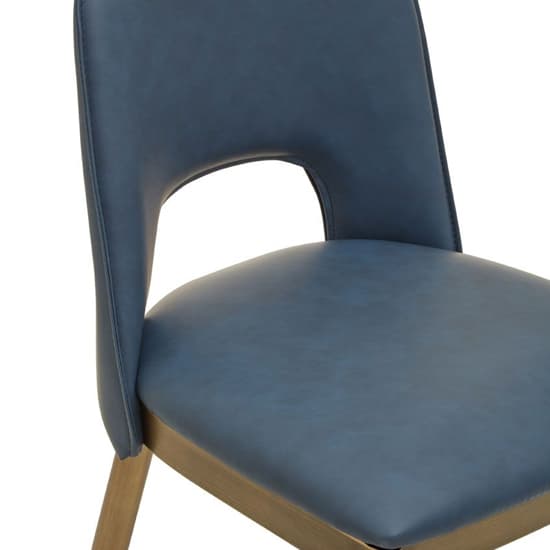 Glidden Blue Leather Bar Chair With Brass Legs In Pair_6