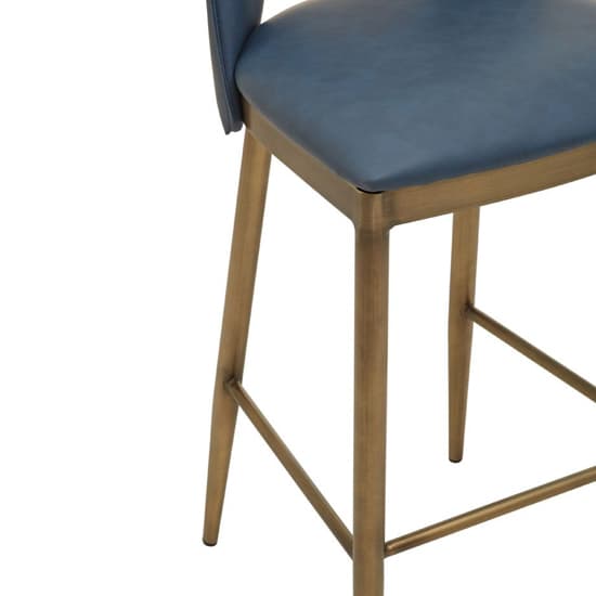 Glidden Blue Leather Bar Chair With Brass Legs In Pair_9