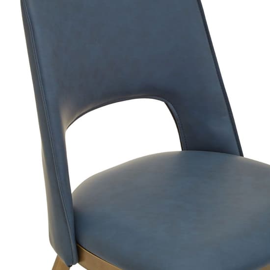 Glidden Blue Leather Dining Chairs With Brass Legs In Pair_5