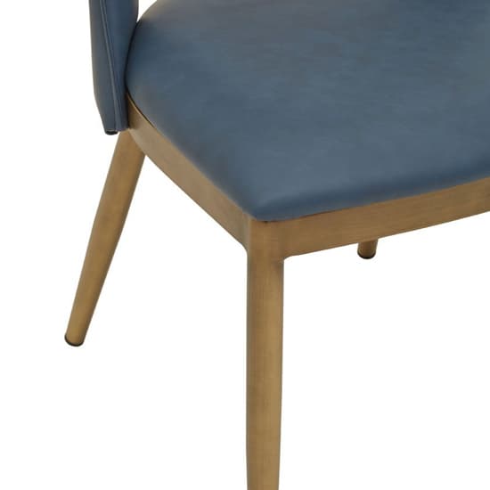 Glidden Blue Leather Dining Chairs With Brass Legs In Pair_7