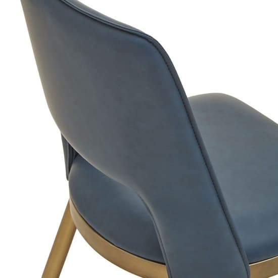 Glidden Blue Leather Dining Chairs With Brass Legs In Pair_8