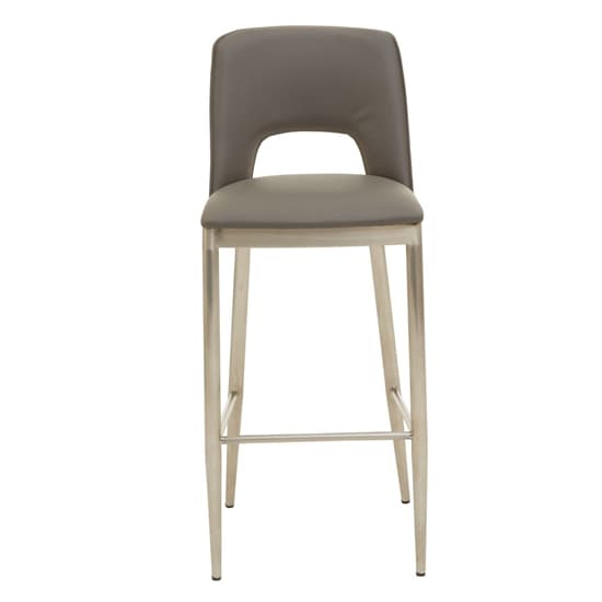 Glidden Grey Leather Bar Chair With Brass Legs In Pair_3