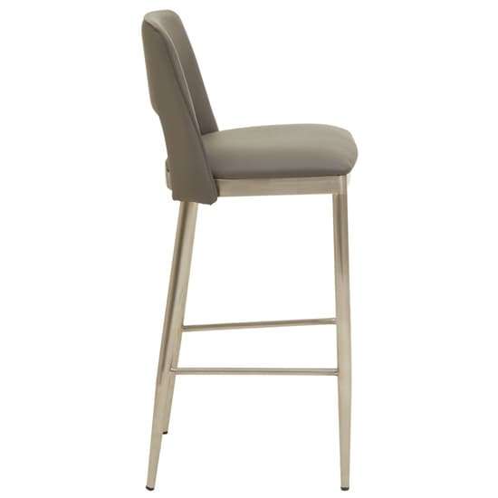 Glidden Grey Leather Bar Chair With Brass Legs In Pair_4