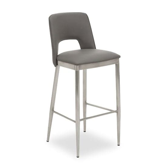 Glidden Leather Bar Chair With Silver Legs In Grey_2