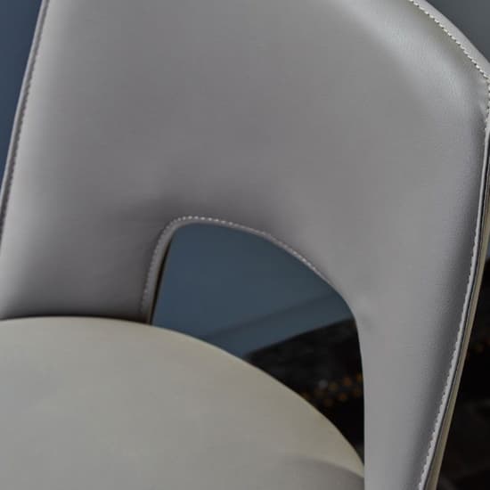Glidden Leather Bar Chair With Silver Legs In Grey Furniture in Fashion