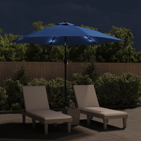 Gloria Parasol With LED Lights And Steel Pole In Azure_2