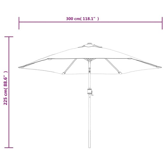 Gloria Parasol With LED Lights And Steel Pole In Black_9