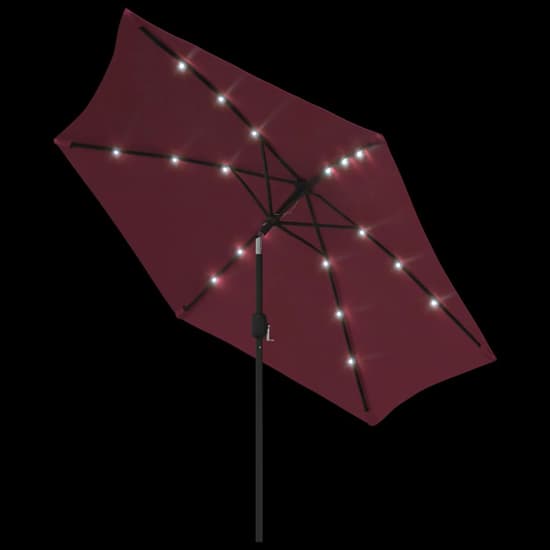 Gloria Parasol With LED Lights And Steel Pole In Bordeaux Red_5