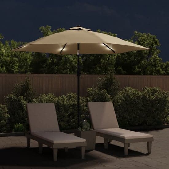 Gloria Parasol With LED Lights And Steel Pole In Taupe_2