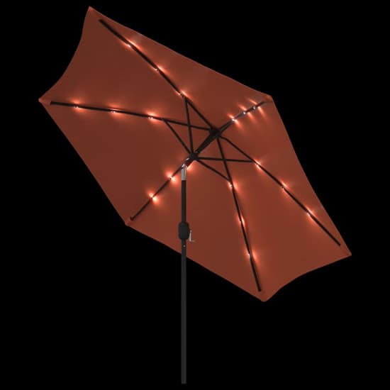 Gloria Parasol With LED Lights And Steel Pole In Terracotta_5