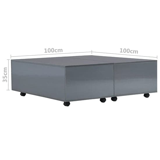 Glyn 100cm High Gloss Storage Coffee Table And Castors In Grey_5