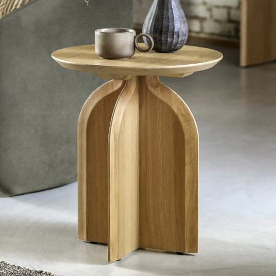 Goleta Wooden Side Table Round In Matt Natural_1