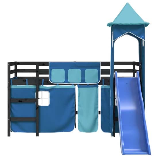 Gorizia Pinewood Kids Loft Bed In Black With Blue Tower_5
