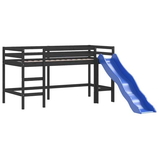 Gorizia Pinewood Kids Loft Bed In Black With Blue Tower_7
