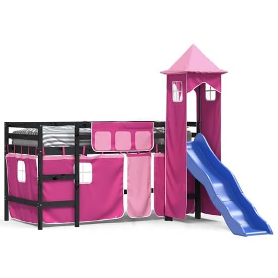 Gorizia Pinewood Kids Loft Bed In Black With Pink Tower_2