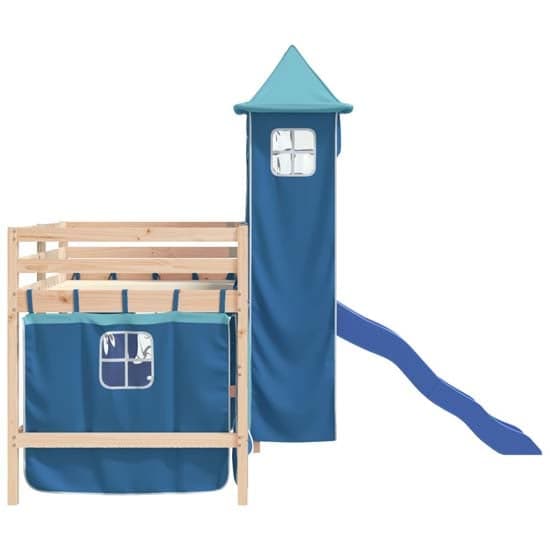 Gorizia Pinewood Kids Loft Bed In Natural With Blue Tower_6