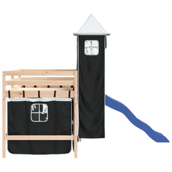 Gorizia Pinewood Kids Loft Bed In Natural With White Black Tower_6