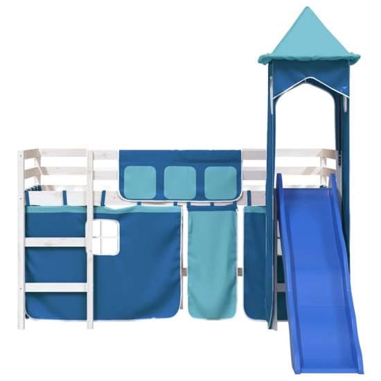 Gorizia Pinewood Kids Loft Bed In White With Blue Tower_5