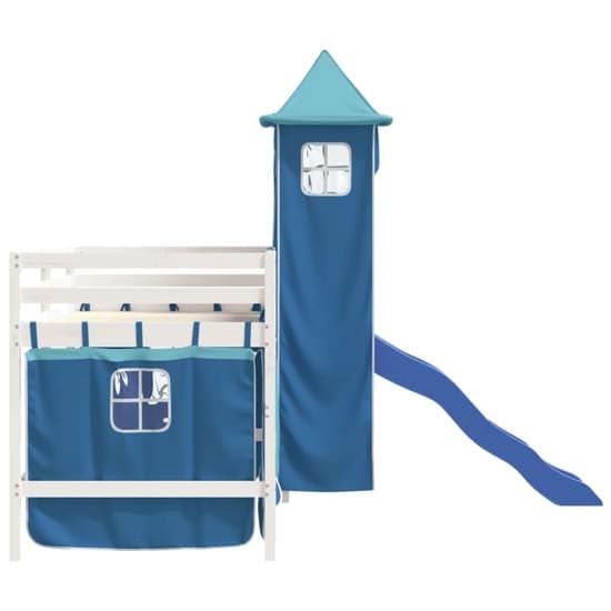 Gorizia Pinewood Kids Loft Bed In White With Blue Tower_6