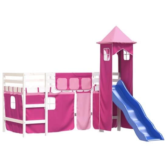 Gorizia Pinewood Kids Loft Bed In White With Pink Tower_4