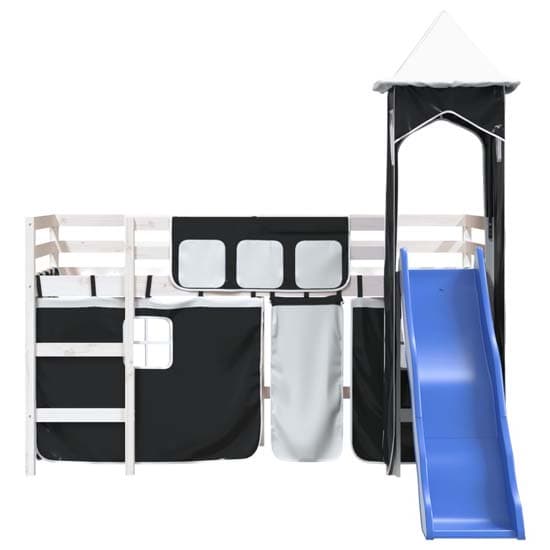 Gorizia Pinewood Kids Loft Bed In White With White Black Tower_5