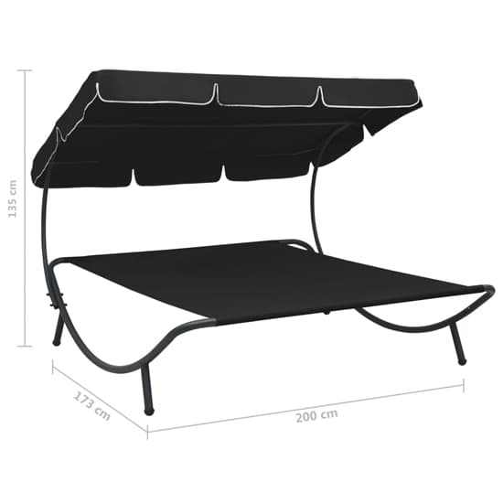 Grace Outdoor Lounge Bed With Canopy In Black_5