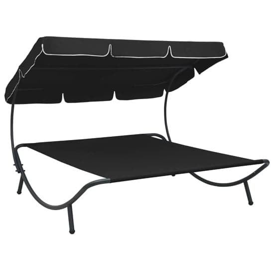 Grace Outdoor Lounge Bed With Canopy In Black_1