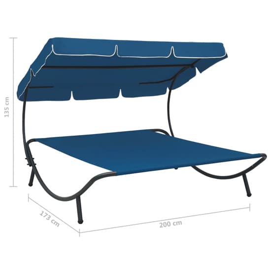 Grace Outdoor Lounge Bed With Canopy In Blue_4