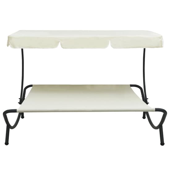 Grace Outdoor Lounge Bed With Canopy In Cream White_2