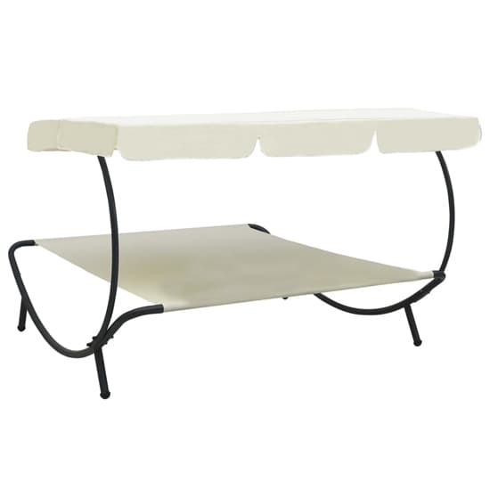 Grace Outdoor Lounge Bed With Canopy In Cream White_4
